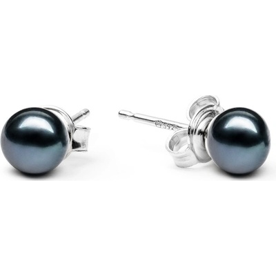 Gaura Pearls náušnice s černou říční perlou Chloe III stříbro EFB06-N/B Černá