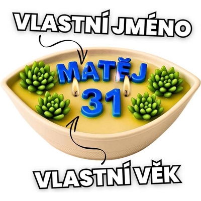 Svíčkománie3D Narozeninová svíčka na míru pro muže S vlastním jménem a věkem 300 ml