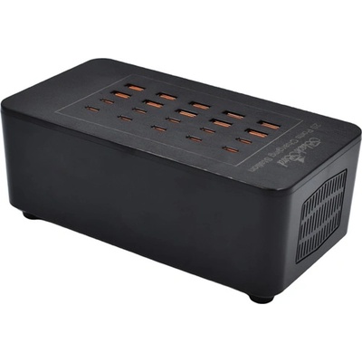 BlackBird BH1676 Променливотоково зарядно устройство 10 USB+10 гнезда Type-C 100W, PD бързо зарядно устройство, ЧЕРНО (BH1676)