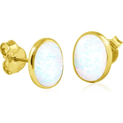 Gemmax Zlaté oválné náušnice s opály GLEYO-32381