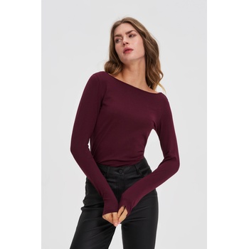 Moodo Приилягаща блуза с дълги ръкави бордо Moodo Moodo | Cherven | ЖЕНИ | XS