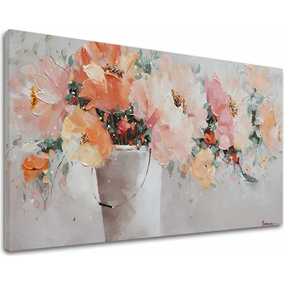 Obraz na plátne KVETY VO VÁZE - 100x50 cm