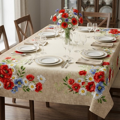 Evenit Gobelínový obrus 036C vlčie maky viacfarebná Bavlna/polyester 140x250 cm