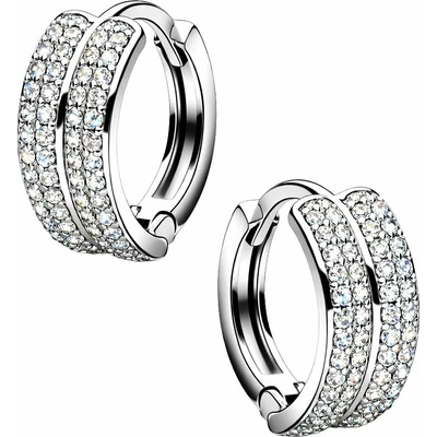 Zlaton Náušnice bílé zlato se zirkony kruhy 1.4cm 3.65g O06102508510