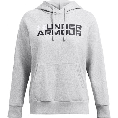 Under Armour dámská mikina RIVAL FLEECE WORDMARK HOODIE 1386512-011 šedá