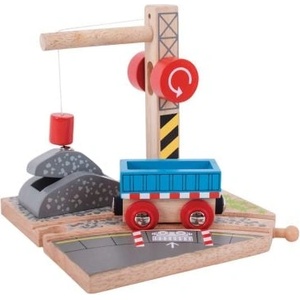 Bigjigs Toys Дървен кран за чакъл за влакова композиция - Bigjigs (BJT253)