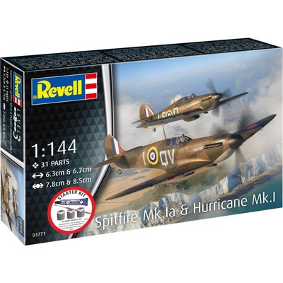 Revell Starter Kit letadlo 73771Spitfire Mk.Ia & Hurricane Mk.I 1:144