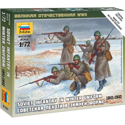 Zvezda Sovětská pěchota v zimní uniformě 1941 1942 1:72