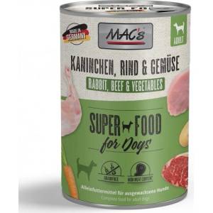 MAC's Mac’s Dog Adult, консерва за пораснали кучета, БЕЗ ЗЪРНО, със заешко и зеленчуци (мин. 70% месо), 400 гр - Германия - 919VE