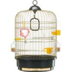 Ferplast - Cage Regina Brass - Оборудвана клетка за канарчета, екзотични и други малки птици - размер Ø 32, 5 x H 48, 5 см