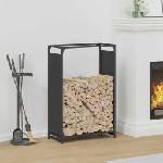 vidaXL Стойка за дърва, черна, 60x28x90 см, студеновалцувана стомана (864211)