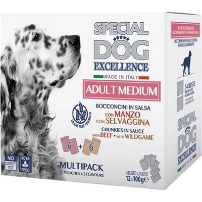 Monge Special Dog Excellence Adult Medium hovězí a zvěřina multipack 12 x 100 g