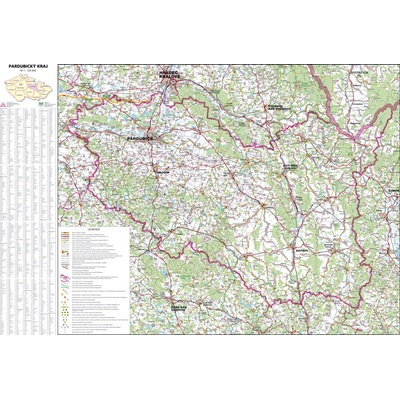 Pardubický kraj - nástěnná mapa 113 x 83 cm, lamino + lišty