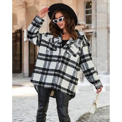 Resti Women's Cotton Shirt Coat čierna biela