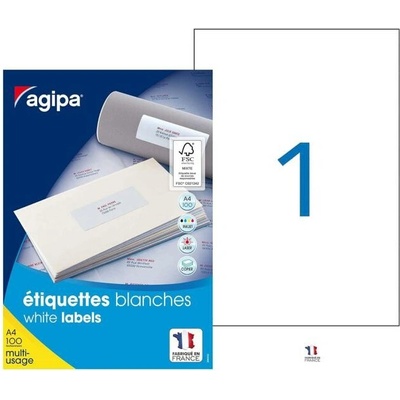 Etikety univerzálne 210x297mm Agipa A4 100 hárkov