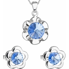 Evolution Group sada s krištálmi Swarovski náušnice retiazka a prívesok modrá kytička 39173.3