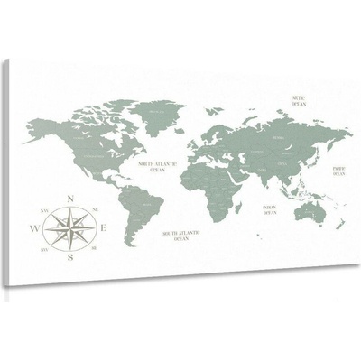 Obraz decentní mapa v zeleném provedení - 120x80