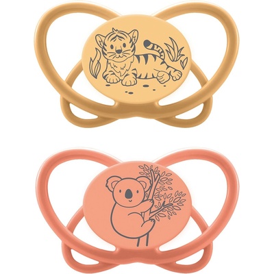 NIP Силиконови залъгалки NIP My Butterfly Green - Тигър и коала, 16-32 м, 2 броя (4000821426979)