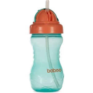 Baboo Cup with Silicone Straw шише със сламка Green, 9m+ 360ml