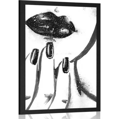 Plakát akvarelový portrét ženy v černobílém provedení - 20x30 black