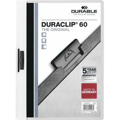 Durable Duraclip plastový rychlovazač na 60 listů bílý A4