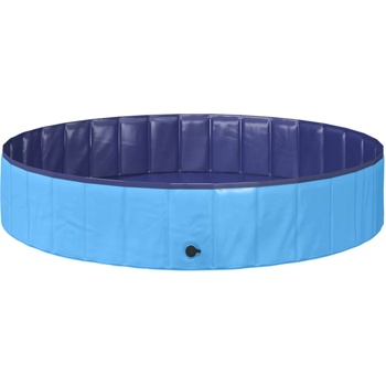 vidaXL Сгъваем плувен басейн за кучета Синьо 160 x 160 x 30 см ПВЦ (3416322)