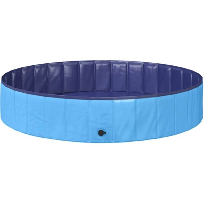 vidaXL Сгъваем плувен басейн за кучета Синьо 160 x 160 x 30 см ПВЦ (3416322)