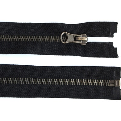 Prima-obchod Staromosazný zip tmavy No 6 délka 60 cm bundový, barva Černý / staromosaz tmavá