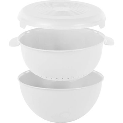 PRACTIC Miska s cedníkem a víkem, Ø 24 cm, bílá bílá