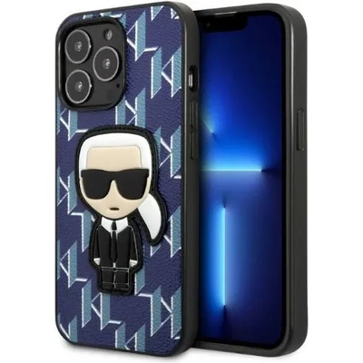 KARL LAGERFELD iPhone 13 Pro син твърд калъф Monogram Ikonik Patch (KLHCP13LPMNIKBL)