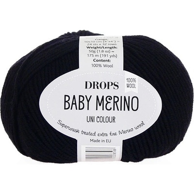 Příze DROPS Baby merino uni color 21 - černá