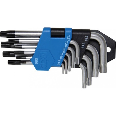 BGS technic Súprava imbusových kľúčov v tave L krátke T-Star s dierou pre torx T10 - T50 9 ks BGS 809