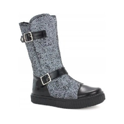 Bartek zateplené čižmy pre dievčatá čierno-šedá