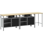vidaXL Комплект работна маса 3 бр. Черен и Сив 255 x 55 x 85 см (3321396)