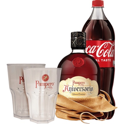 Rum Pampero Aniversario Reserva Exclusiva Anejo 40% 0,7 l a Cola 1 l (darčekové balenie 2 Long Poháre)