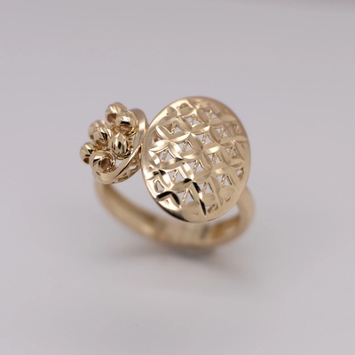 Lillian Vassago zdobený zlatý prsten s motivem květiny LLV07 GR010