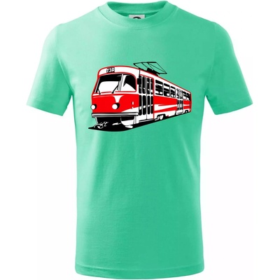 Tramvaj T3R barevná tričko dětské bavlněné mátová