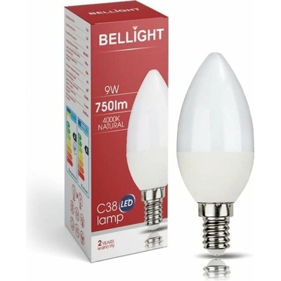 Bellight LED 180-260V C35 9W E14 830lm neutrálna sviečka