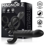 INTOYOU Magnor Dildo with Double Ring & Balls Stimulator Black
