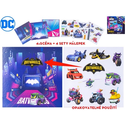 Batwheels sada nálepek 32 ks 4 ks pozadí