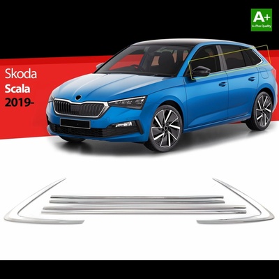 Nerez spodné obloženie okien Škoda Scala 2019+ 6 dielov