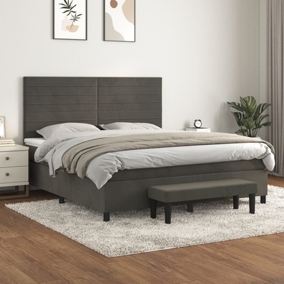 Petrashop 3137918 boxspring postel s matrací tmavě šedá samet