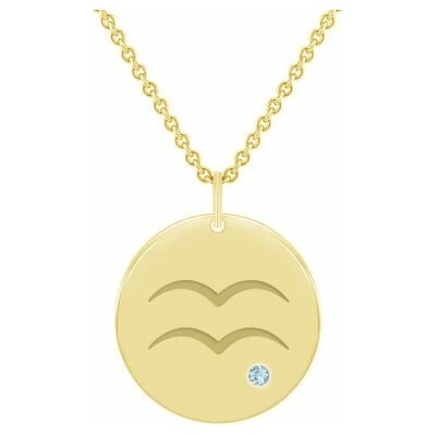 Eppi Zlatý přívěsek se znamením a akvamarínem Vodnář P35359