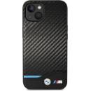 Pouzdro BMW M PU Carbon Blue Line iPhone 14 černé