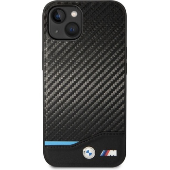 Pouzdro BMW M PU Carbon Blue Line iPhone 14 černé