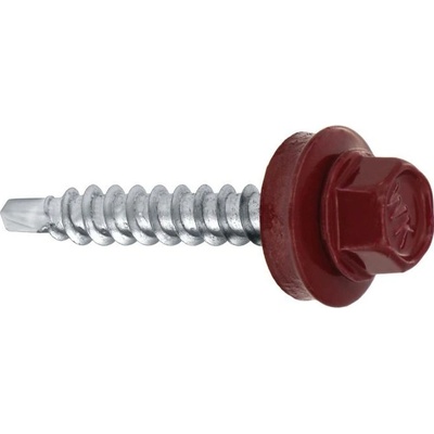 Samořezný střešní farmářský šroub KLIMAS 4,8 x 35 mm RAL 3005 vínově červený s podložkou EPDM (250 ks/bal)