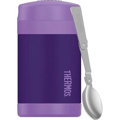 Thermos na jídlo se skládací lžící 470 ml černá