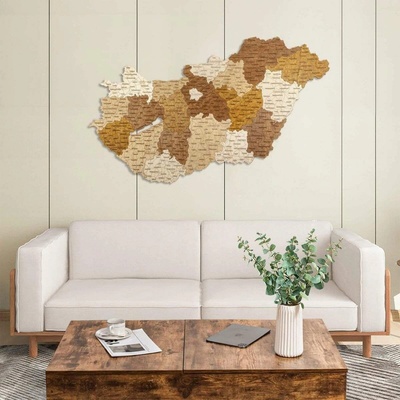 Drevená mapa Maďarska 150 x 93 cm