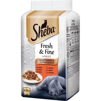 Sheba Fresh & Fine kura a hovädzie 6 x 50 g