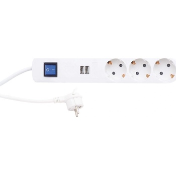 REV Разклонител за маса "ice" 3 контакта, с ключ, usb порт (0014348100) (0014348100)